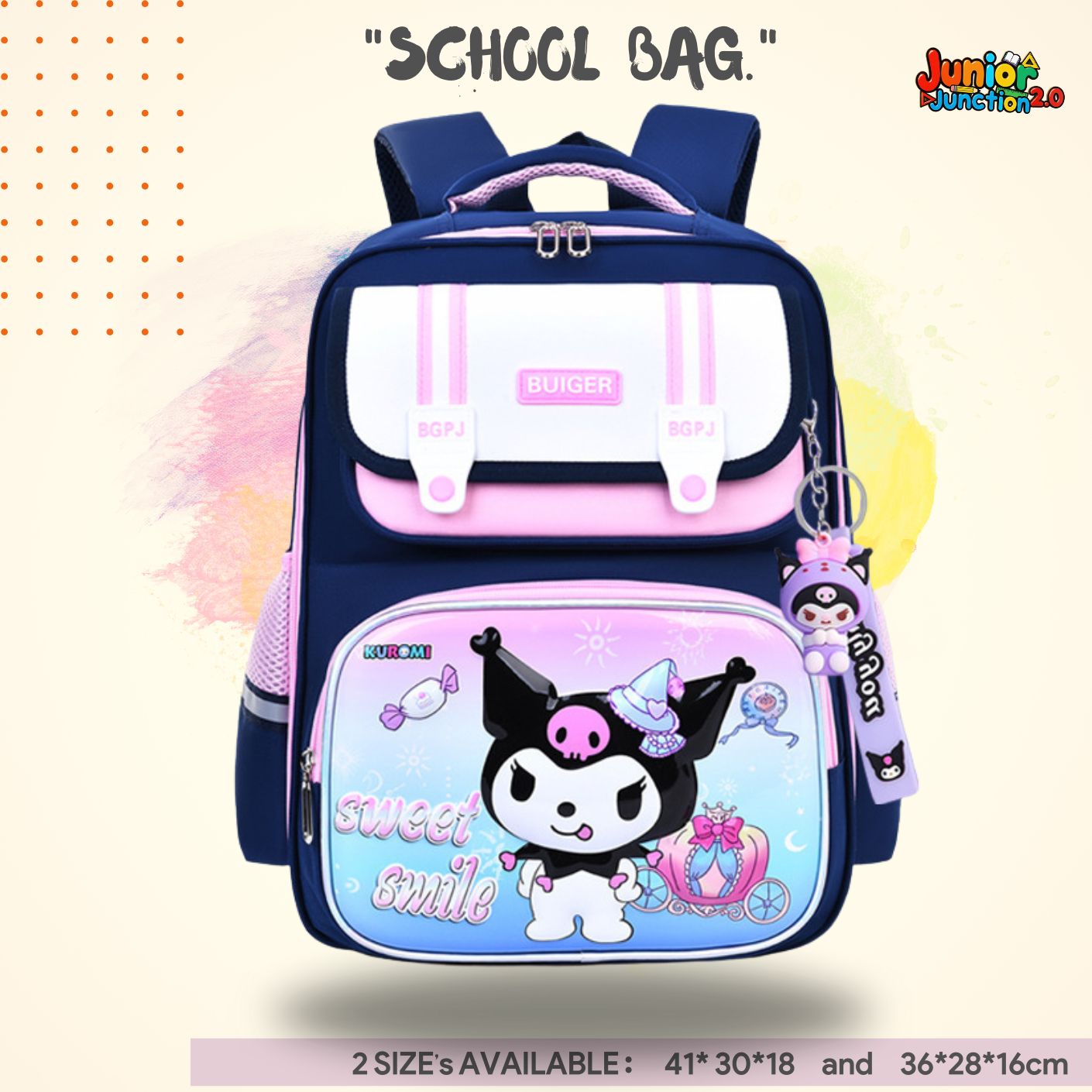 💜 Sanrio "Sweet Smile" Multi-Size Elite School Bag 🎒✨