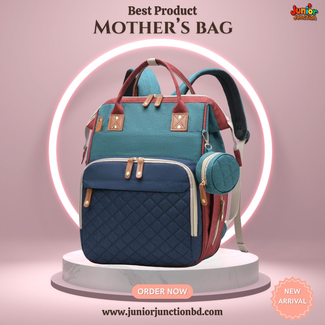 🌟 Ultimate Multi-Functional Mother’s Bag – Dark Green & Blue Edition