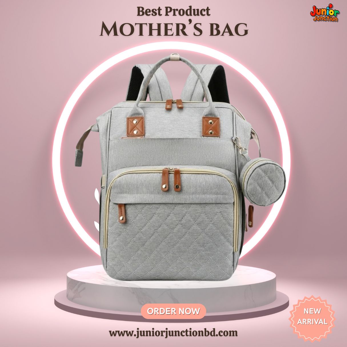 🌟 Ultimate Multi-Functional Mother’s Bag – Muted Grey Edition