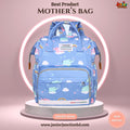 🎒 Large Capacity & Durable Mother’s Bag (Classic Black & Sky Blue Elephant Prints)