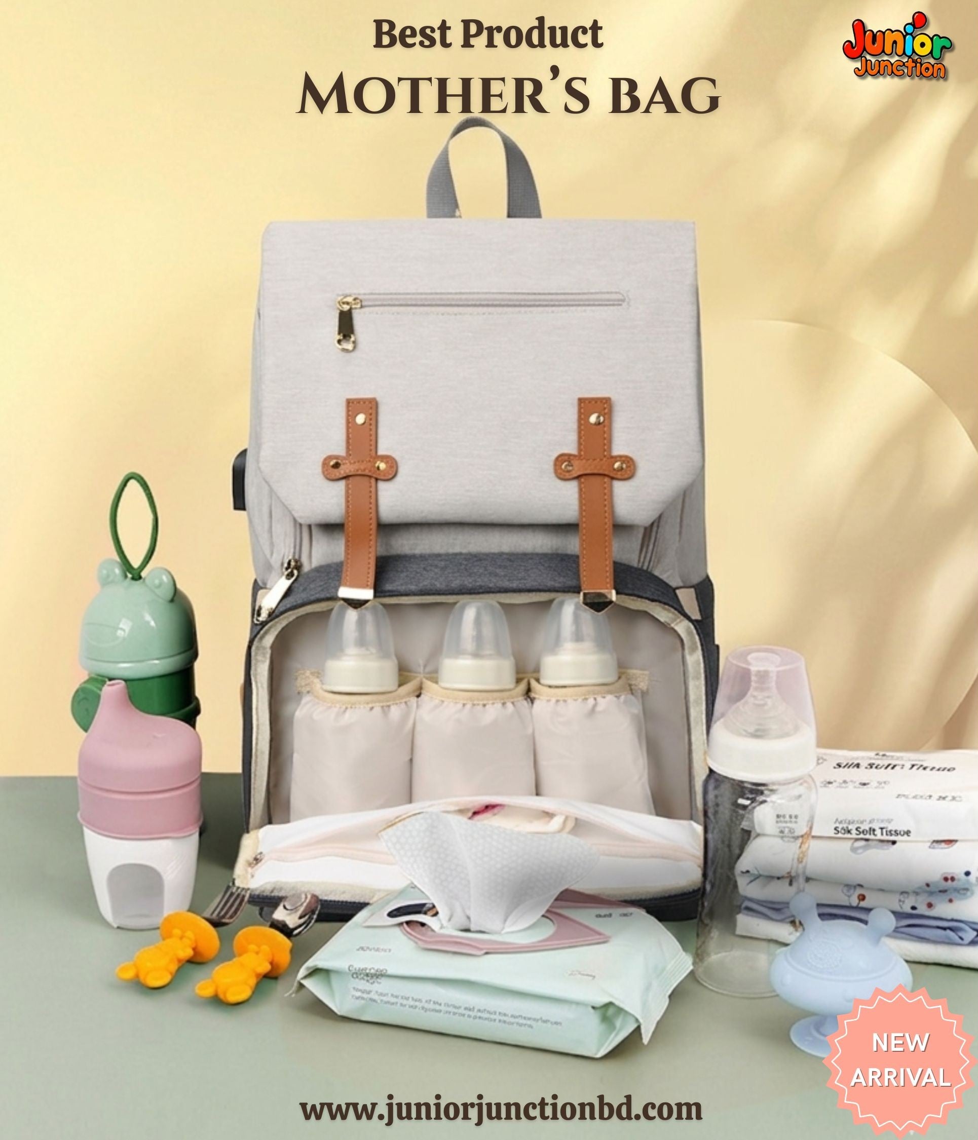 🎒 Premium Multi-Functional Mother’s Backpack – Urban Dual-Tone Edition