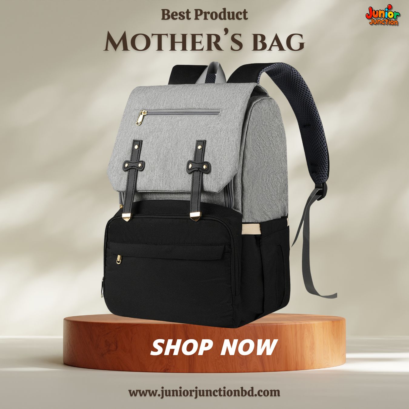 🎒 Premium Multi-Functional Mother’s Backpack – Classic Slate & Onyx Edition