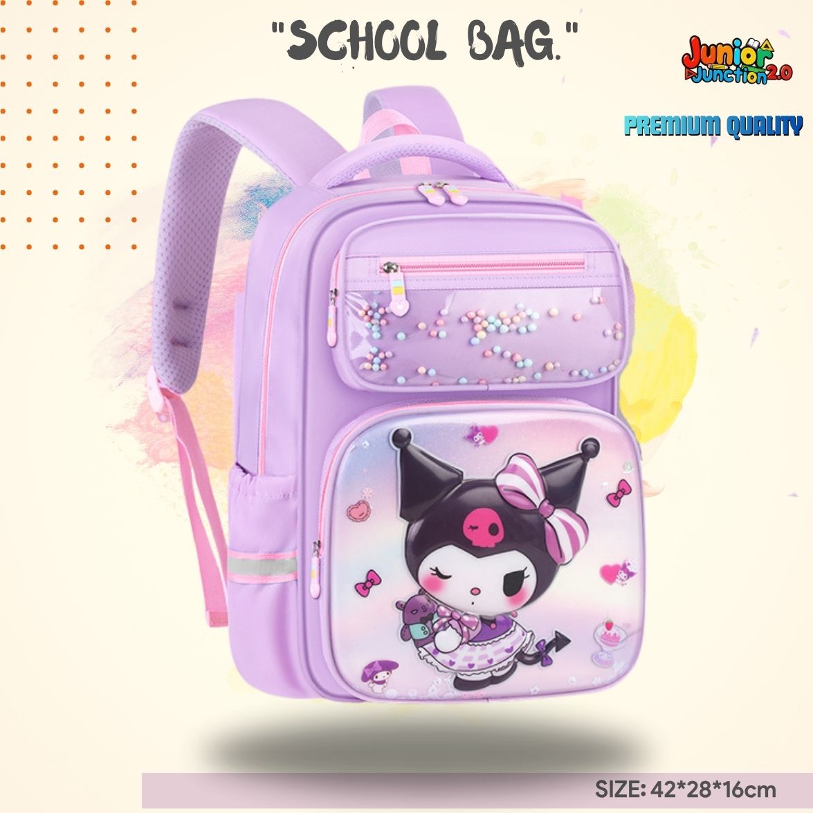 Mystic Cosmic Bow 3D Character School Bag (Lavender Purple) 🎒😈✨