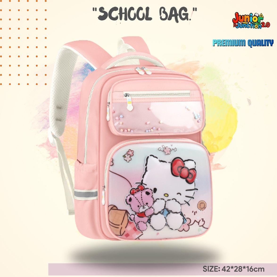 Sweet Hello Kitty Ribbon 3D Character School Bag (Blush Pink) 🎒🎀🐱