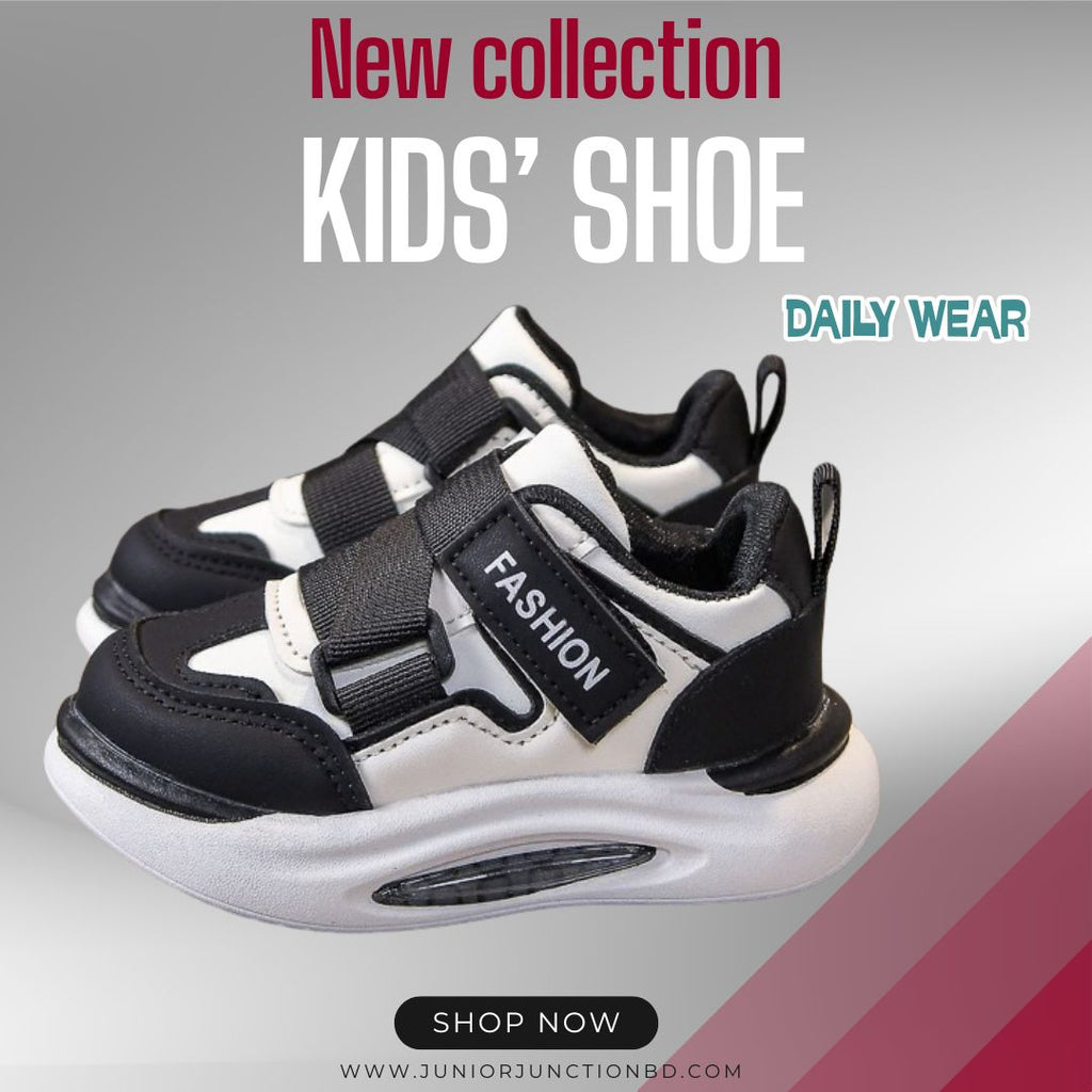 👟 Kids Urban Street Athleisure Sneakers – Bold Black & Cream