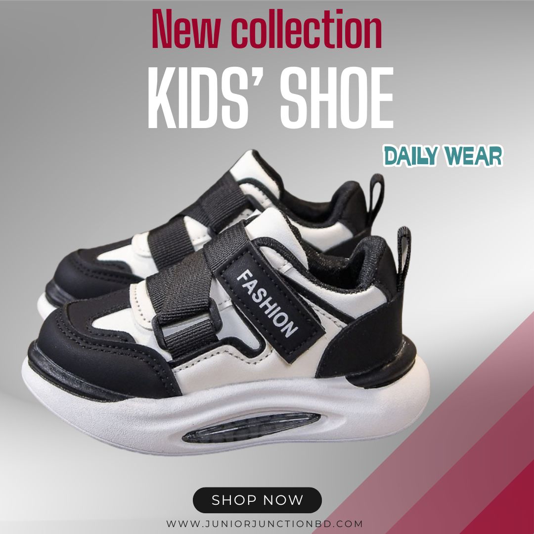 👟 Kids Urban Street Athleisure Sneakers – Bold Black & Cream