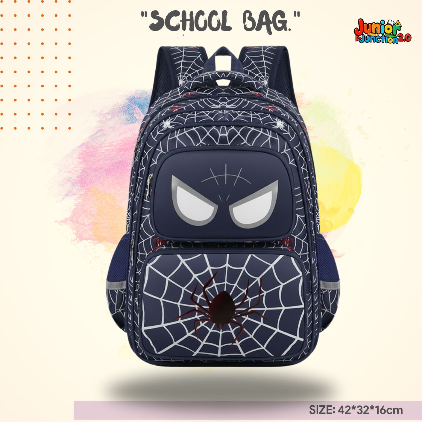 Spider-Hero Web-Slinger School Bag (Navy Blue & White) 🎒🕷️