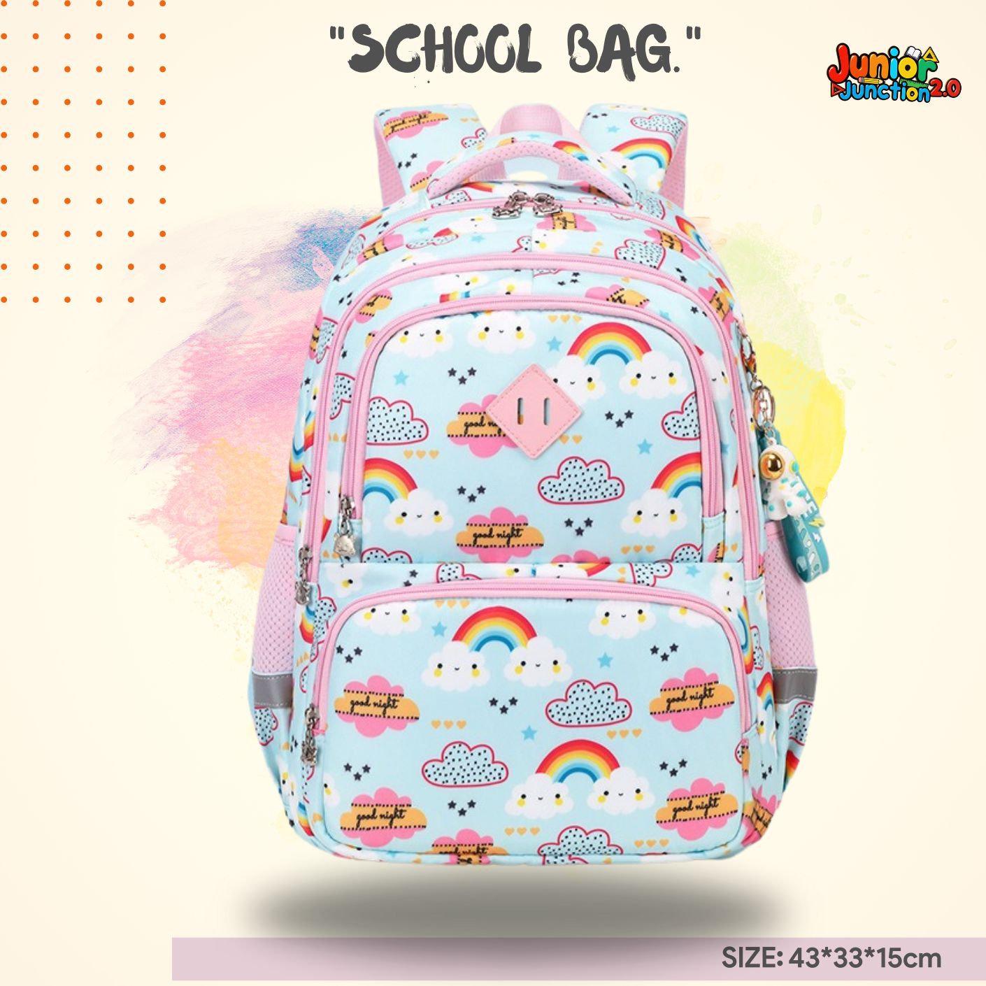 Dreamy Sky Adventure School Bag (Light Blue & Pink) 🎒🌈
