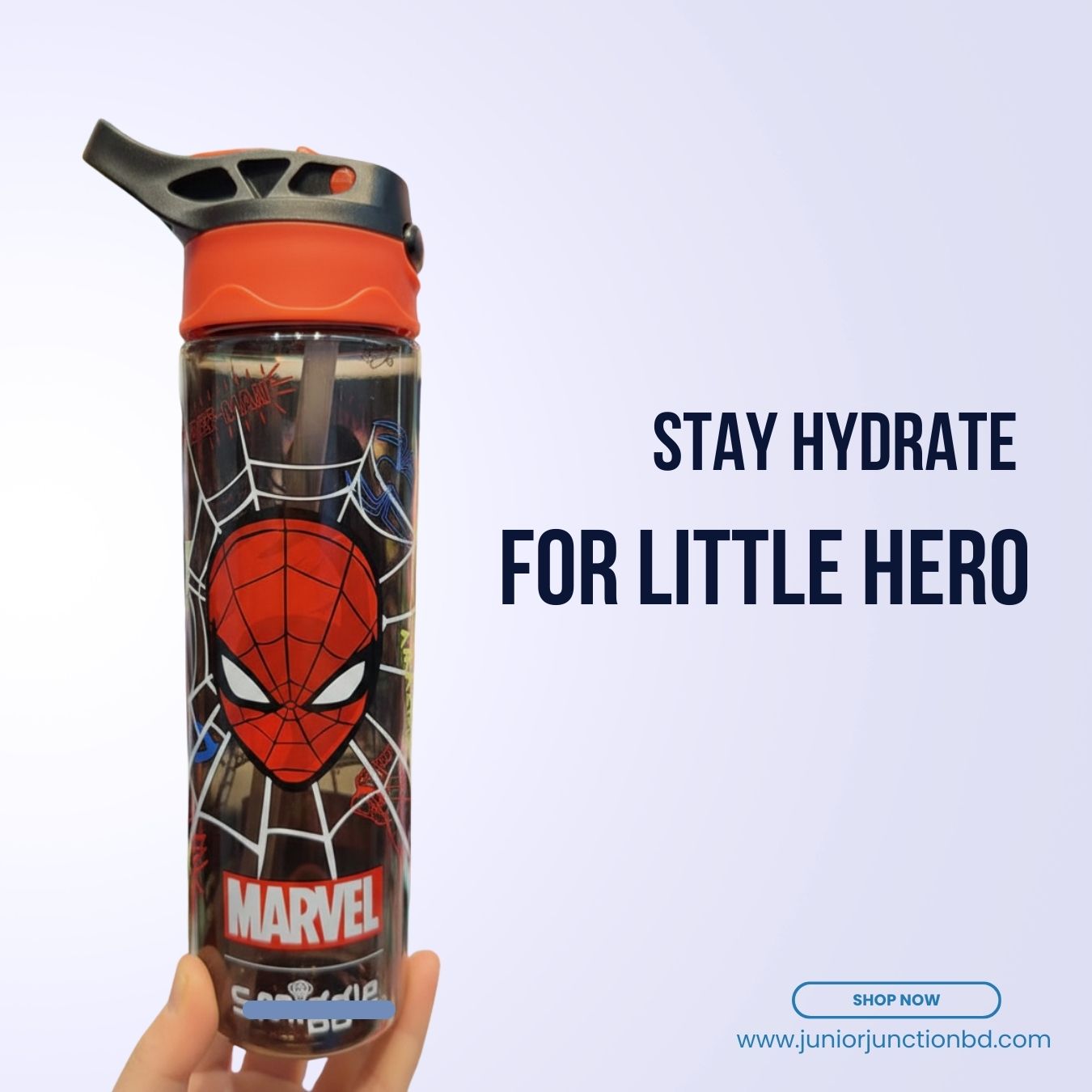 🚀🕷️ "Super Hero Web Warrior" Premium Kids Character $MIGGLE Water Bottle (Action Face Edition) 🥤