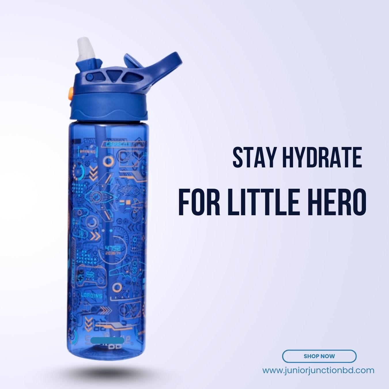 🚀🎮 "Cyber Gaming Grid" Premium Kids Character $MIGGLE Water Bottle (Neon Cobalt Edition) 🥤