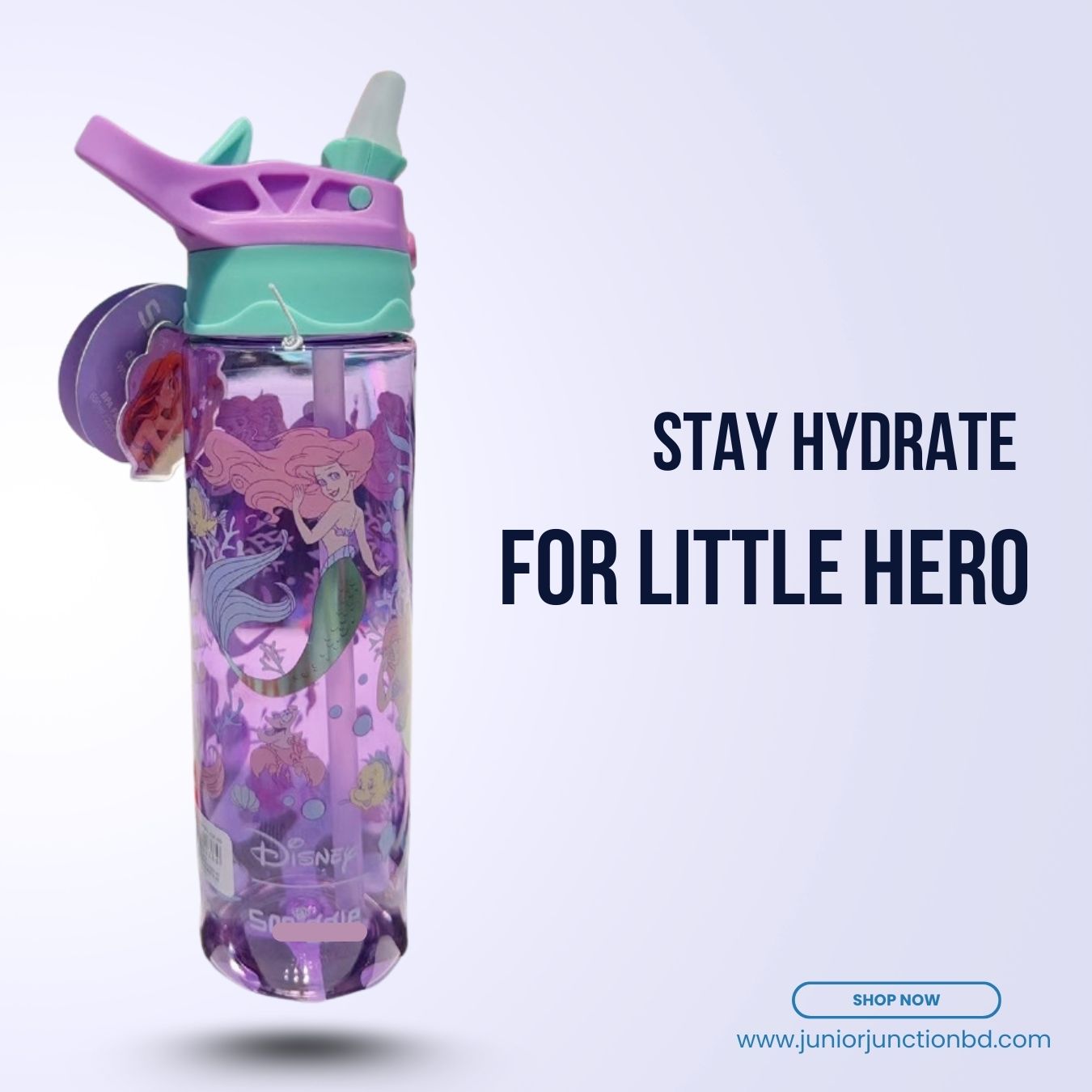 🚀🧜‍♀️ "Ariel Under the Sea" Premium Kids Character $MIGGLE Water Bottle (Mermaid Purple Edition) 🥤