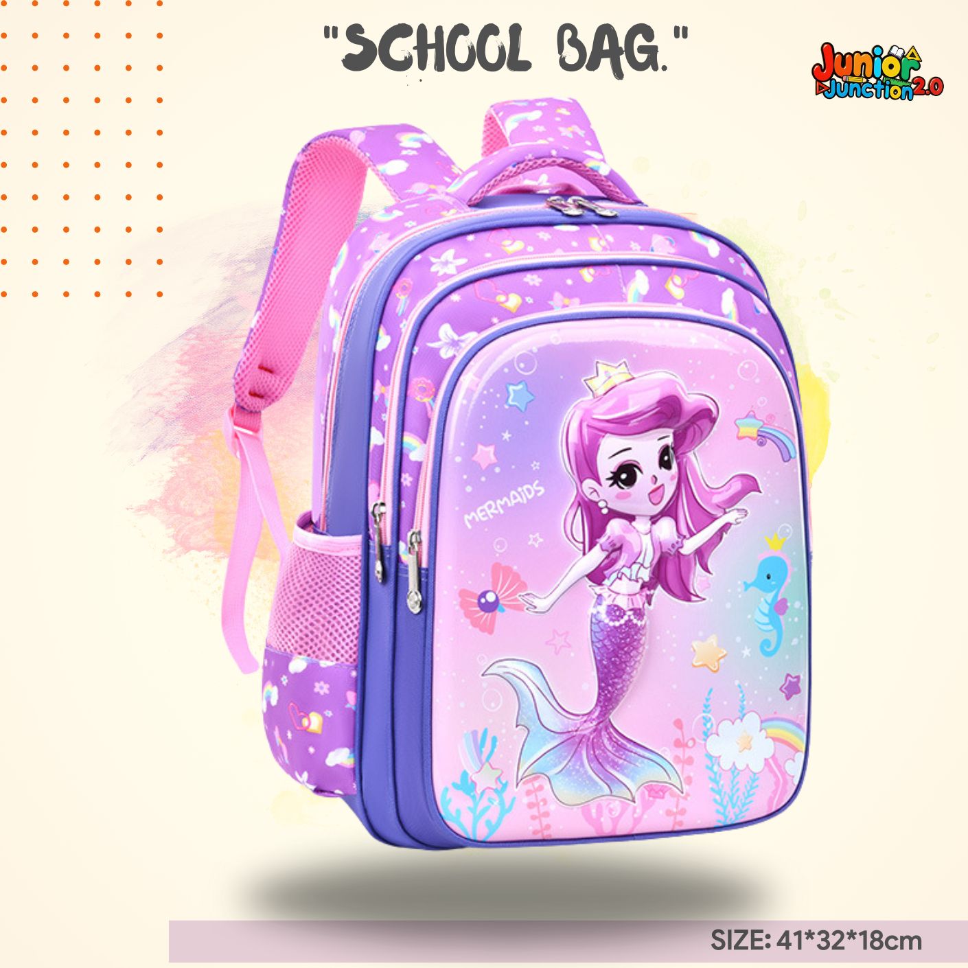 Magical Mermaid 3D Undersea Adventure School Bag (Purple & Teal) 🎒