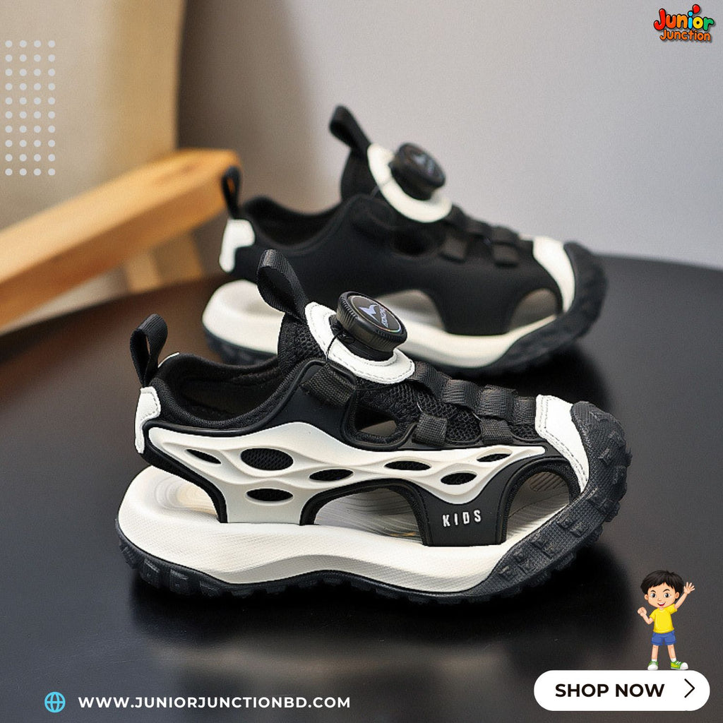 🌌👟Kids Horizon Max Sport Sandals – Stealth Black & Core White