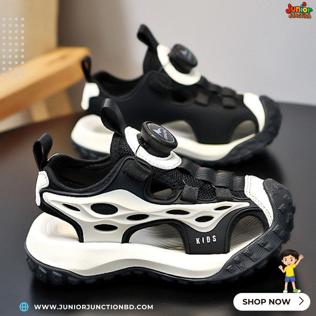 🌌👟Kids Horizon Max Sport Sandals – Stealth Black & Core White
