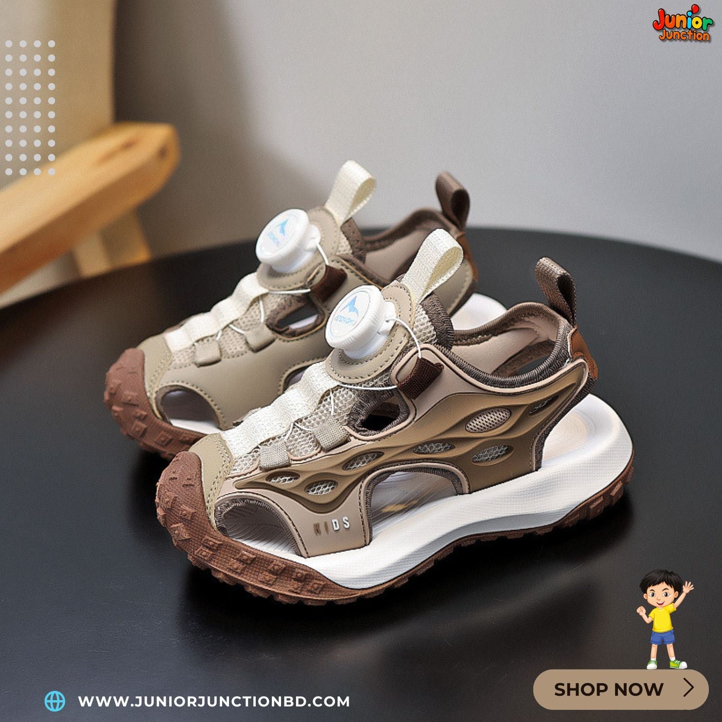 🪵🏜️ Kids Horizon Max Sport Sandals – Desert Taupe & Earth Brown