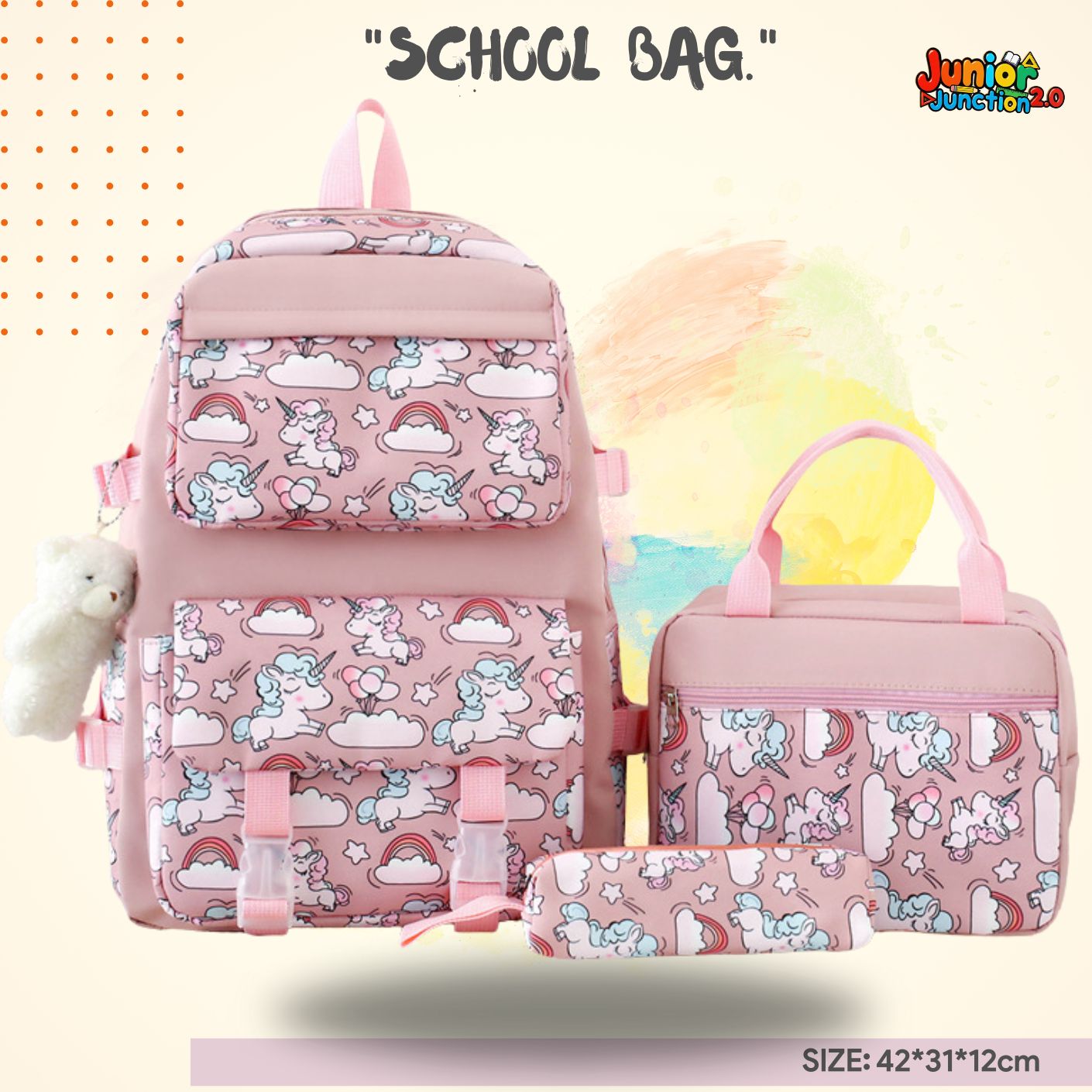 Magical Unicorn 3-in-1 Combo Set (Blush Pink & Pastel) 🎒🦄