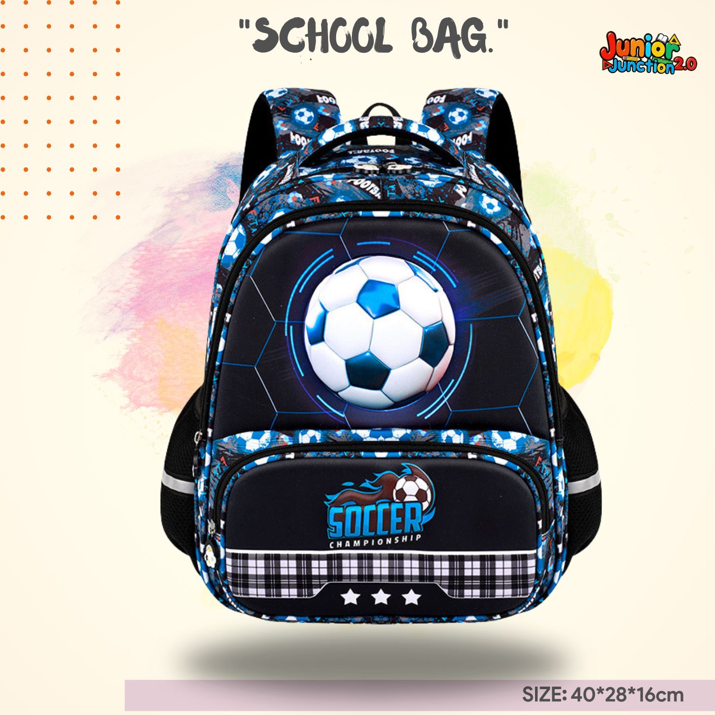 Soccer Champion Elite School Bag (Blue & Black) 🎒⚽