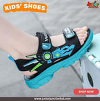🤖 Kids Cyber Mecha Sport Sandals – Stealth Black & Electric Cyan