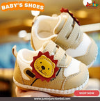 🦁 Kids Little Lion First-Steps Sneakers – Beige & White
