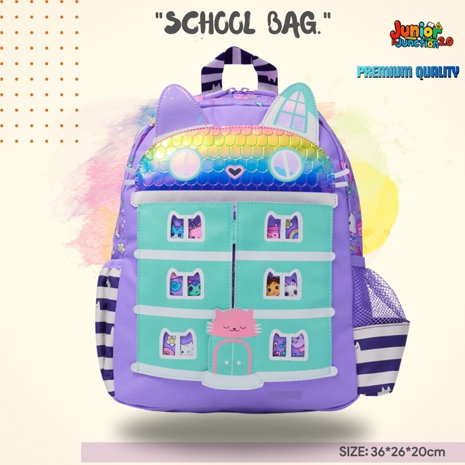 Kitty Dollhouse Magic Kids Backpack (Lavender Purple & Mint Aqua) 🐱🏠✨
