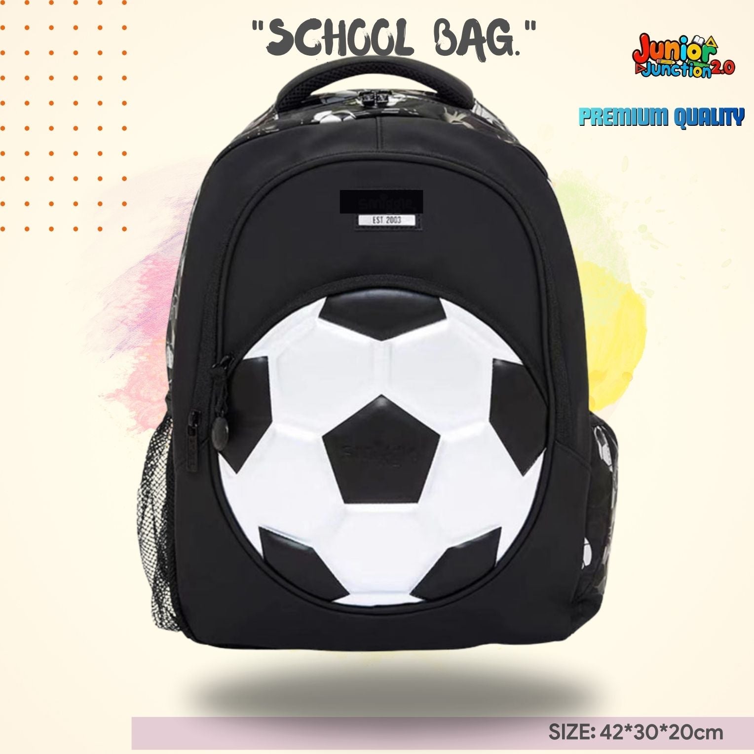 $miggle "Goal-Getter" 3D Football Adventure School Bag (Classic Black & White) 🎒