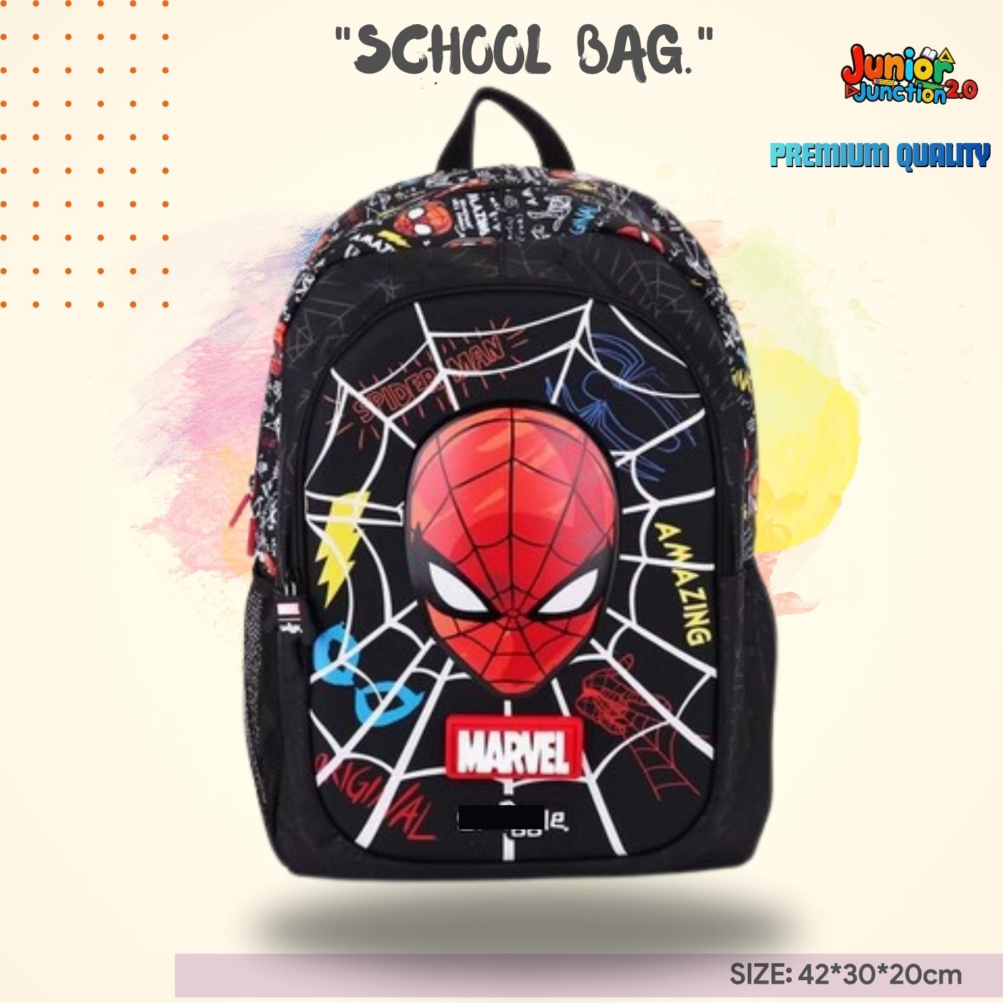 $miggle "Web-Slinger" Super-Hero 3D School Bag (Midnight Black & Hero Red) 🎒