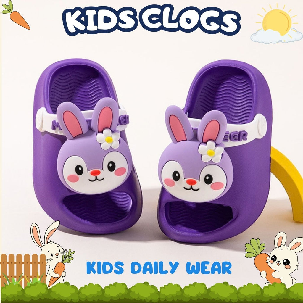🐰 Kids Bunny Garden Clogs – Grape Purple