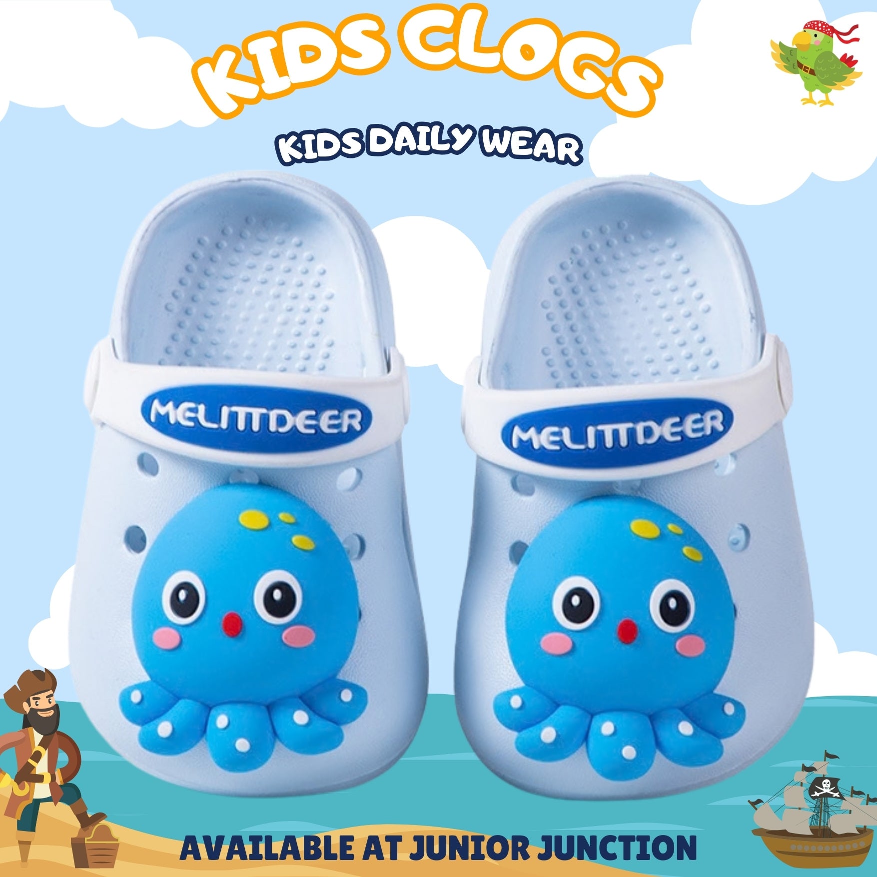 Kids Deep Sea Octopus Clogs – Ocean Blue