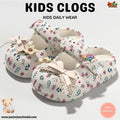 Kids Elegant Floral Ribbon Clogs – Cream & Pastel