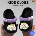 Kids Magical Unicorn Mary Jane Clogs – Midnight Black & Lavender