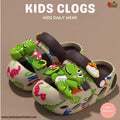 Kids Dino Explorer Clogs – Khaki & Dark Brown