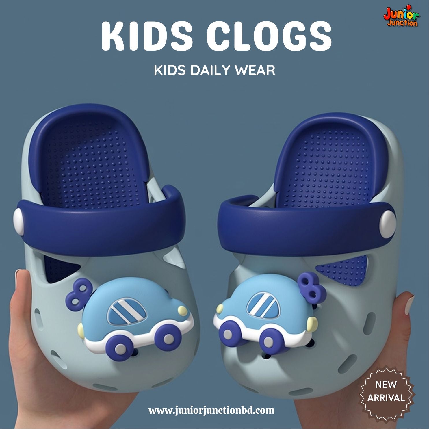 Kids Wind-Up Cruiser Clogs – Light Blue & Deep Navy