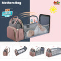🌟 2-in-1 Ultimate Expandable Travel Crib Backpack – Premium Rose & Grey