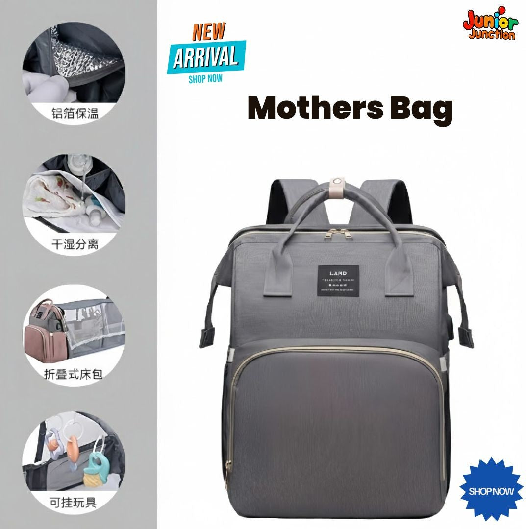 🌟 2-in-1 Ultimate Travel Crib Backpack – Elegant Muted Grey Edition