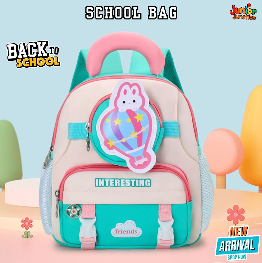 Sky-High Bunny Preschool Bag (Pink & Sky Blue) 🎒🎈