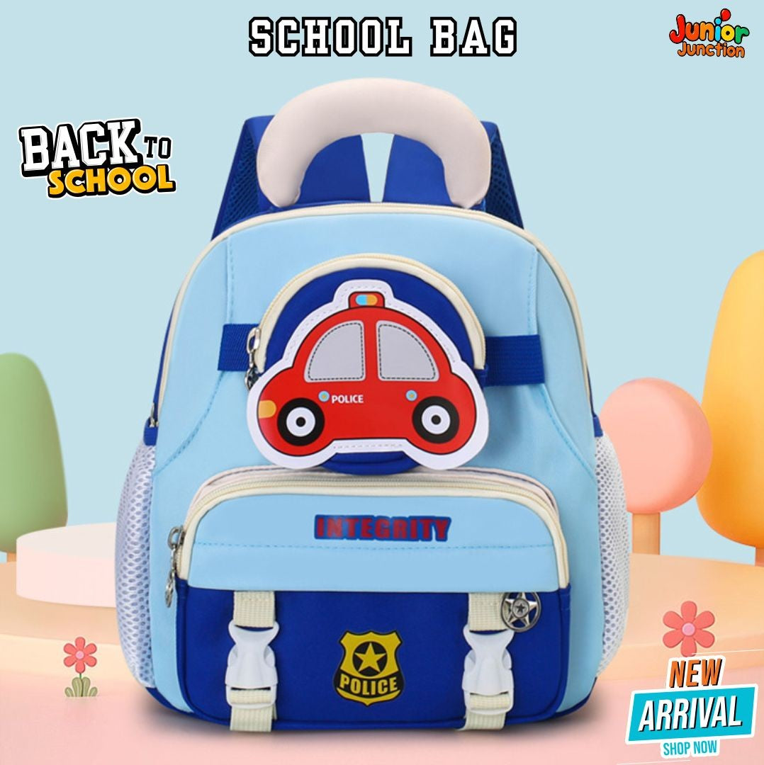 🚓 "Integrity" Police Cruiser Sky-Patrol Preschool Bag 🎒🏙️