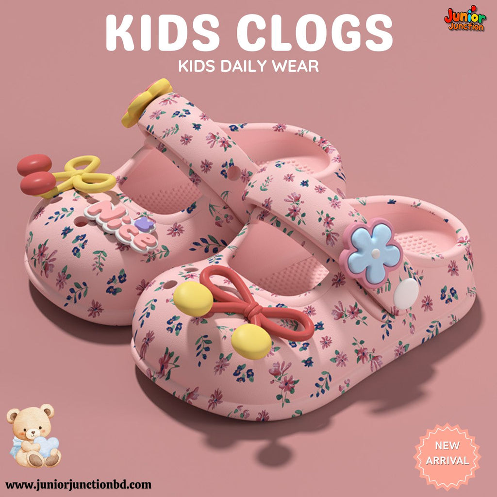 Kids Floral Mary Jane Clogs – Pink Blossom
