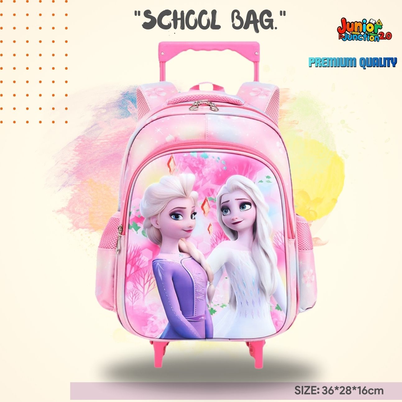 ❄️ Frozen "Sister Hearts" Premium Trolley Bag 🎒✨
