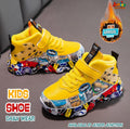 👟 Kids Street Culture Mid-Top Sneakers – Cyber Yellow & Graffiti Pop