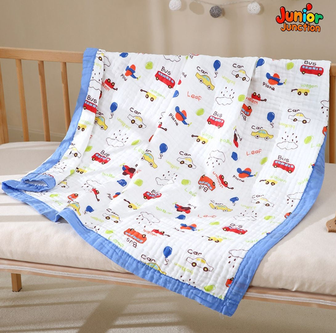 ☁️ Cloud-Soft "Little Traveler" Muslin Swaddle 🚗✨