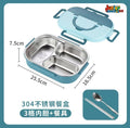 🍱 Modern Dual-Tone 304 Stainless Steel Bento Lunch Box Set – Teal & Sky Blue (3-Compartment)
