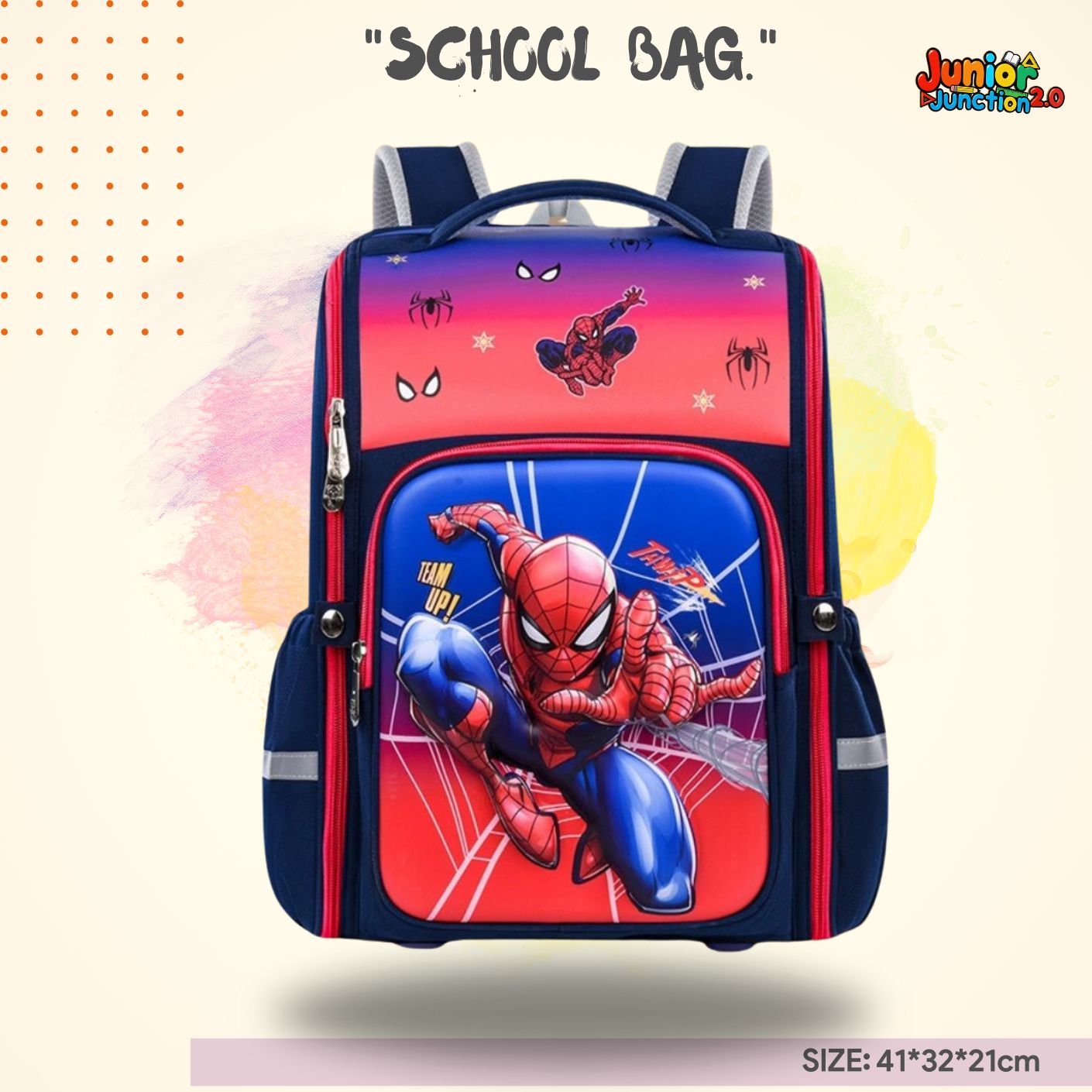 🕸️ Spidey "Team Up" Premium 3D School Bag 🎒💥