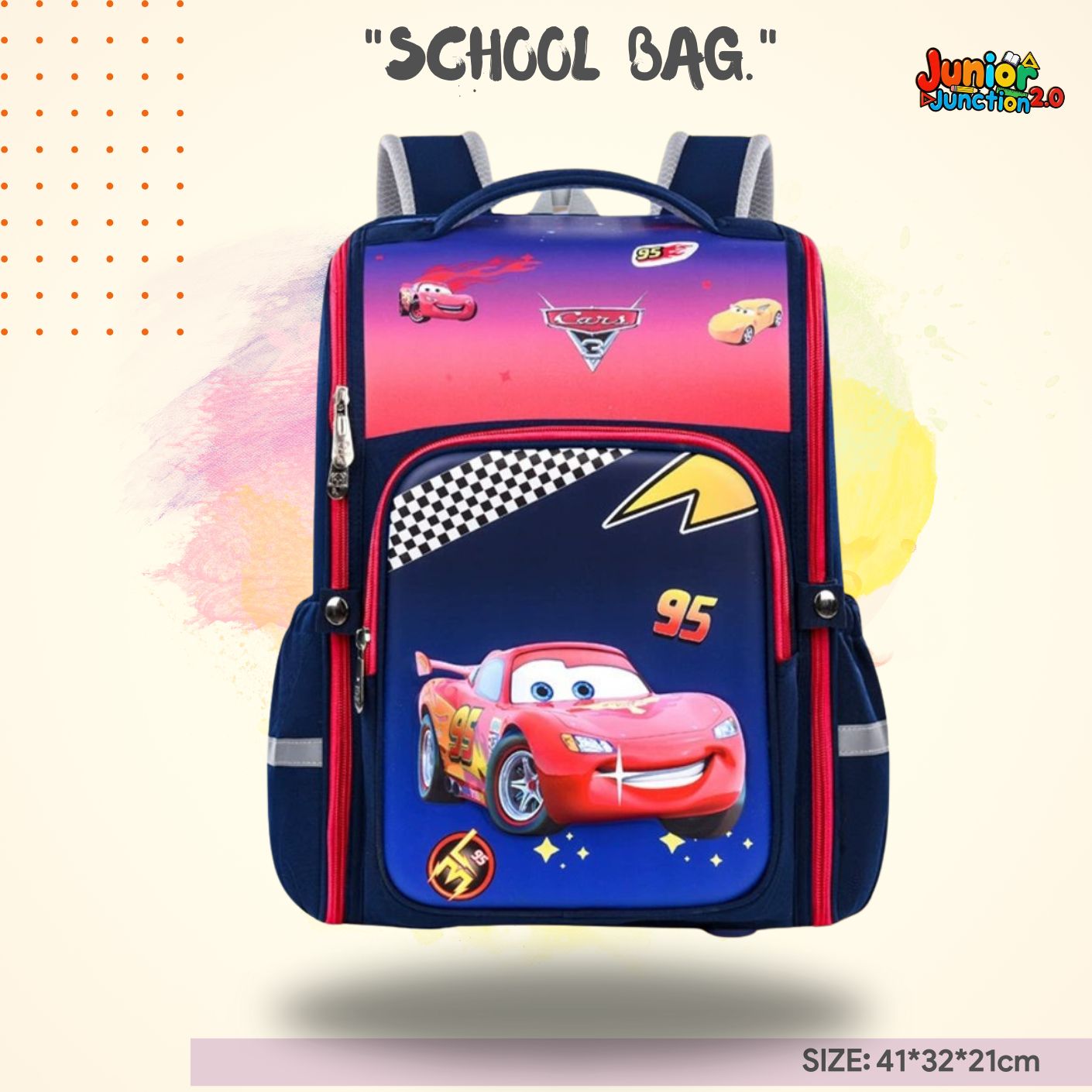 🏎️ Lightning McQueen "Piston Cup" Premium 3D School Bag 🎒🏁