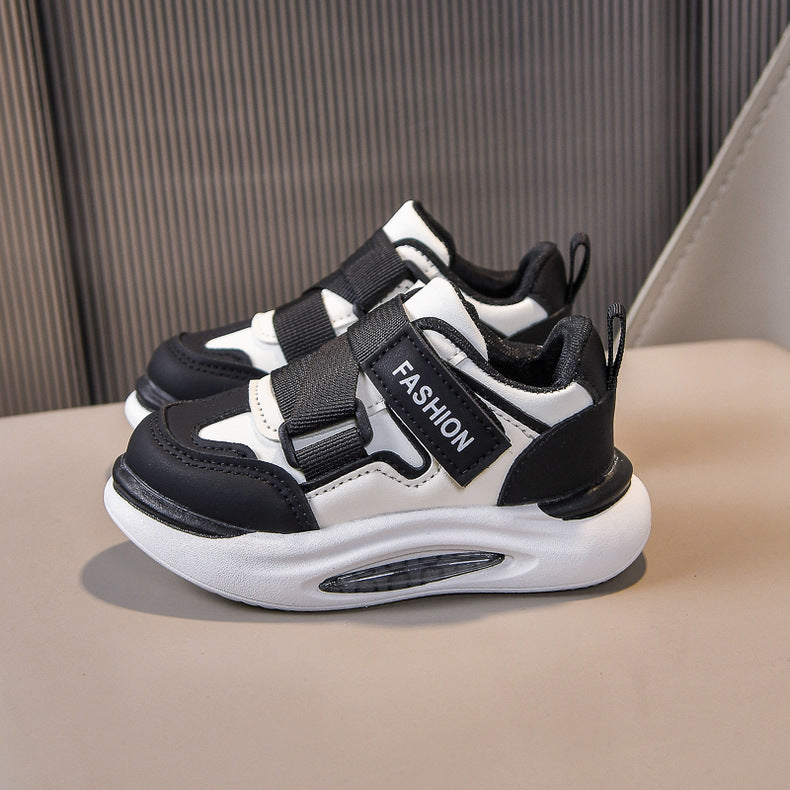 👟 Kids Urban Street Athleisure Sneakers – Bold Black & Cream