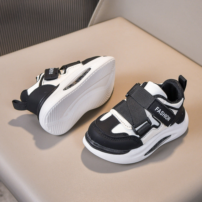 👟 Kids Urban Street Athleisure Sneakers – Bold Black & Cream