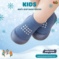 Denim Blue Minimalist Kids Anti-Slip Shoe Socks