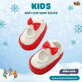 Festive Red Bow Mary Jane Kids Anti-Slip Shoe Socks