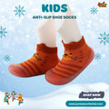 Rusty Orange Tiger Kids Anti-Slip Shoe Socks