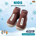 Mocha Brown "SELF-CARE" Minimalist Kids Anti-Slip Shoe Socks