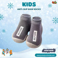 Classic Grey "SELF-CARE" Minimalist Kids Anti-Slip Shoe Socks